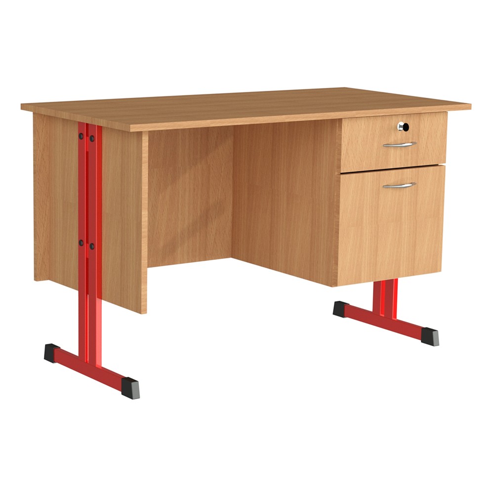 TA-05-05 Henrik oldalt kétfiókos fémlábas tanári asztal