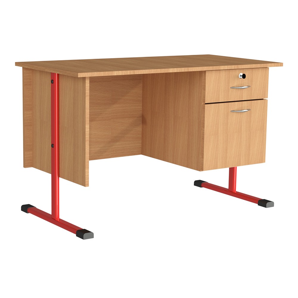 TA-05-11 Madrid oldalt kétfiókos fémlábas tanári asztal