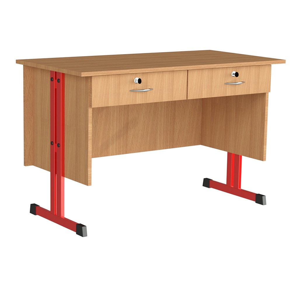 TA-06-05 kétfiókos fémlábas tanári asztal