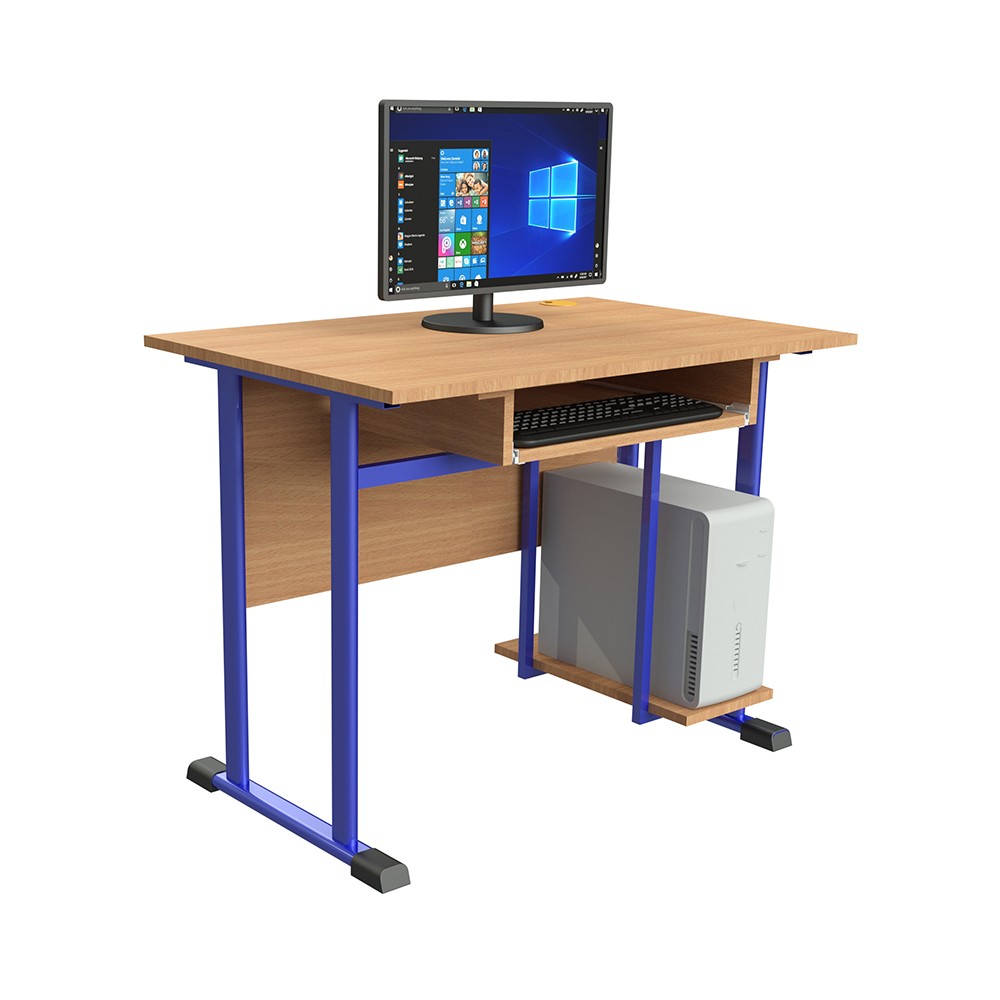 SZA-08-1E Síkovál csővázas előlapos egyszemélyes számítógép asztal