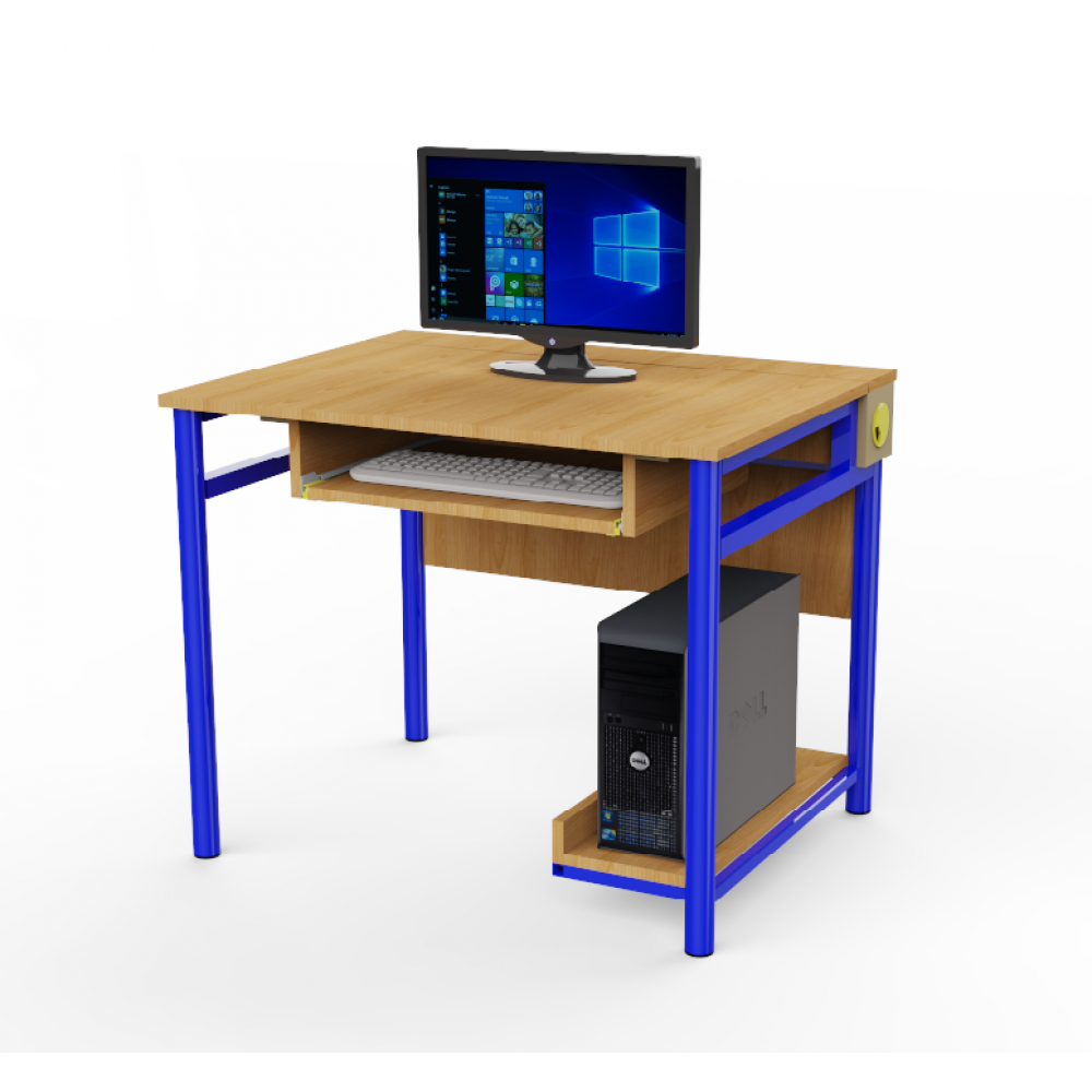 SZA-07-1E Kábelcsatornás, előlapos egyszemélyes számítógép asztal