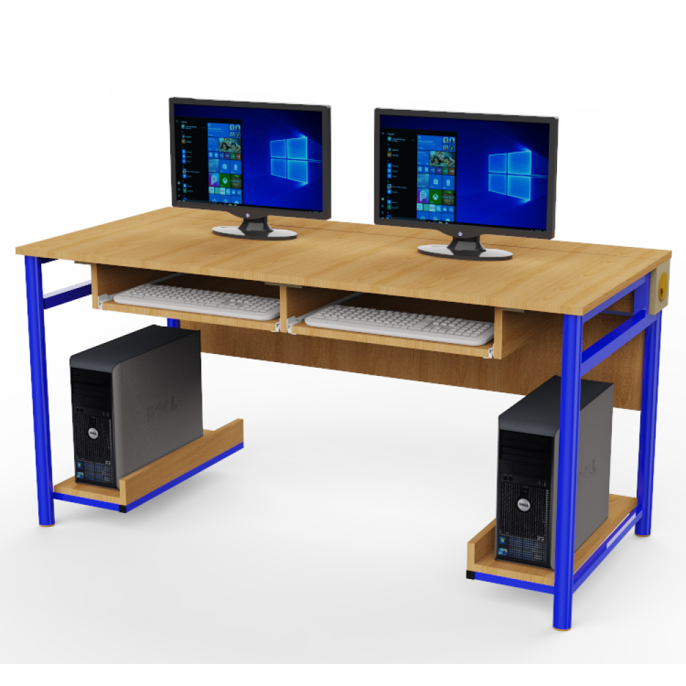 SZA-07-2E Kábelcsatornás előlapos kétszemélyes számítógép asztal