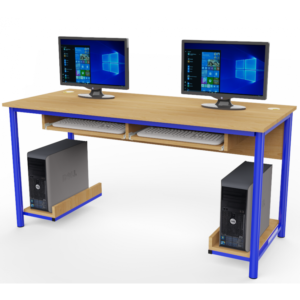 SZA-09-2E Csővázas előlapos, kétszemélyes számítógép asztal